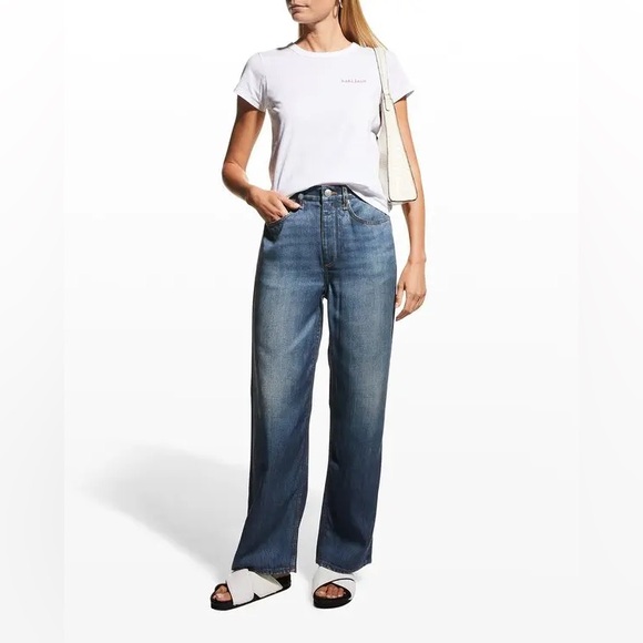 rag & bone Liquid Miramar Printed Faux Jeans Tencel Wide Leg Pants Relaxed - Picture 8 of 9